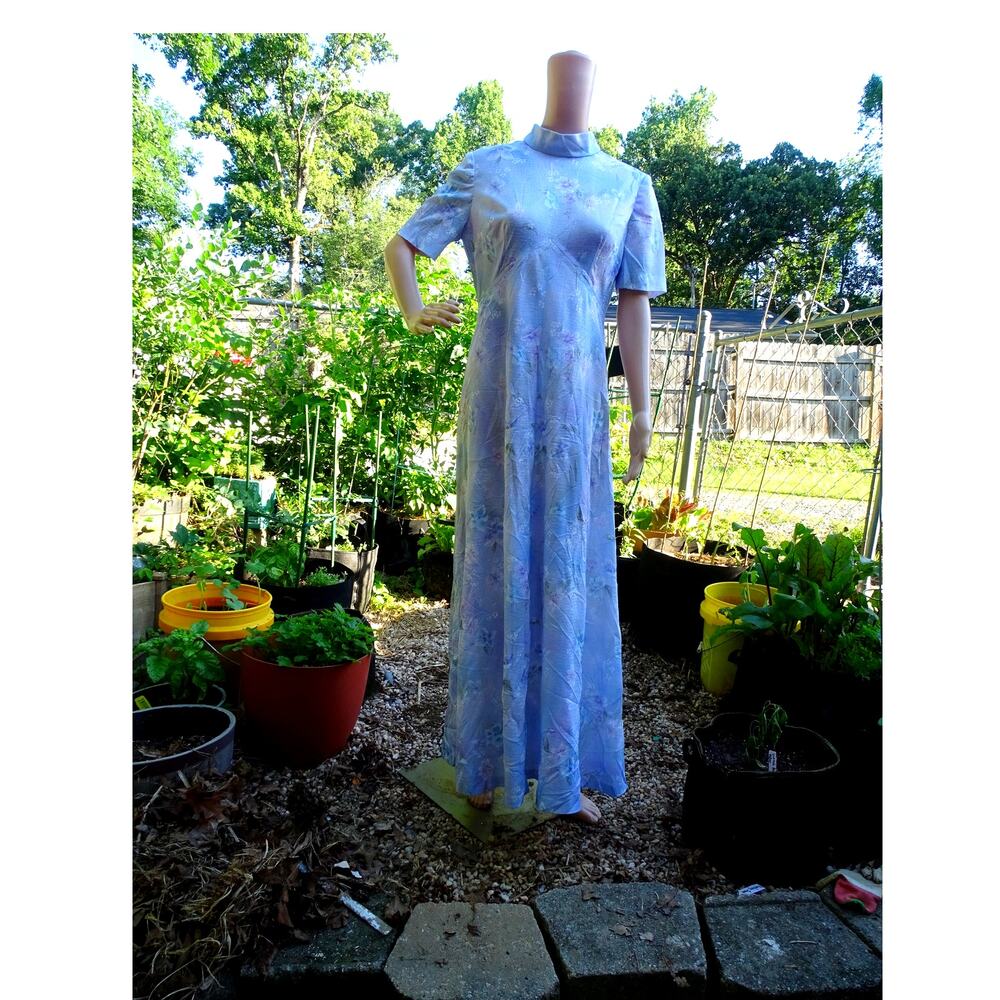 Vintage 70s Lilac Purple Floral Maxi Prairie Dress M Cottagecore Gunne Sax Vibe